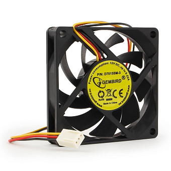 Вентилятор для корпуса 70mm Gembird D7015SM-3 (3pin, 70х70x15, 2600об/мин, 27дБ, провод 25cm)