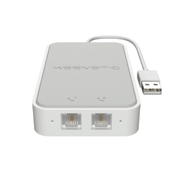Адаптер Keenetic Linear USB, 2xRJ-11 FXS, белый