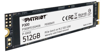 Накопитель SSD M.2 .512Gb Patriot P300P512GM28 (PCI-E 3.0 x4, 1700/1200 Мбайт/сек)