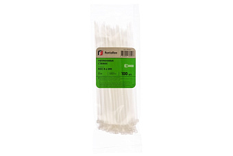 Стяжки нейлоновые Fortisflex КСС 4х200 (бел) (100шт)