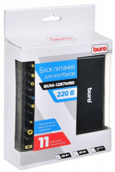 Блок питания для ноутбука Buro BUM-1287M90 (18.5V-20V, 90W, 220V, 11 сменных разъемов)