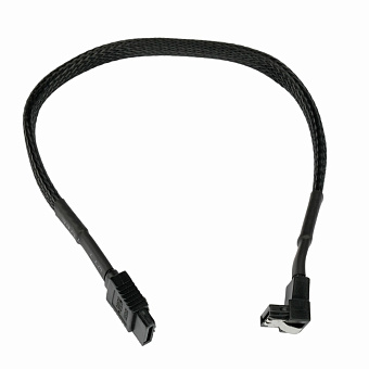 Кабель интерфейсный SATA  30см, Cablexpert, угловой, защелка, оплетка, черный