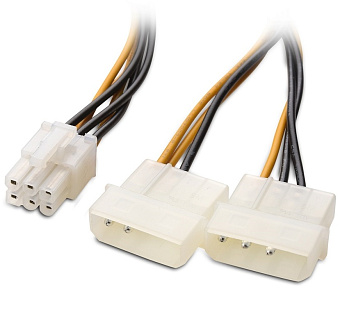 Кабель-удлинитель 6pin PCI-E --> 2*MOLEX (m) - для видеокарты