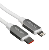 Кабель USB-C < - > Lightning, 1.2м, Deppa, белый