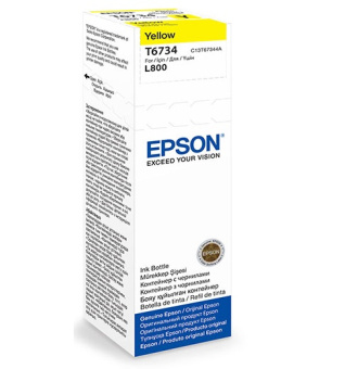 Картридж струйный EPSON T6734 для Epson L800/L805/L810/L850/L1800, жёлтый EOL