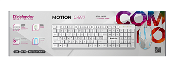 Комплект проводной (клавиатура+мышь) Defender Motion C-977 белый