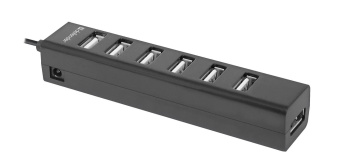 Концентратор USB-A - 7-port USB2.0, Defender Quadro Swift, кабель 0.6м, черный