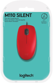 Мышь проводная Logitech M110 Silent USB Red