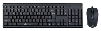 Комплект проводной (клавиатура+мышь) OKLICK 630M (красные буквы кириллицы) USB черный