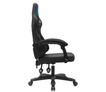 Кресло Knight Wolf RGB (ткань, фиксация наклона спинки в любом полож., крестов. пластик, до 120 кг) черный