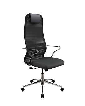 Кресло МЕТТА Sit 8 DA.5D.1.2A2 (Sit 8 B1-8K - X1+UMF(X1) (сетка/ткань, зеркальный хром) Черный