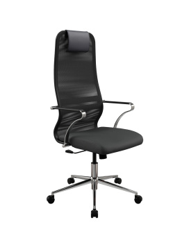 Кресло МЕТТА Sit 8 DA.5D.1.2A2 (Sit 8 B1-8K - X1+UMF(X1) (сетка/ткань, зеркальный хром) Черный