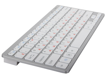 Комплект беспроводной (клавиатура+мышь) Gembird KBS-7001 Wireless (ножничный (бесшумный) механизм, красная кириллица, до 10м) белый