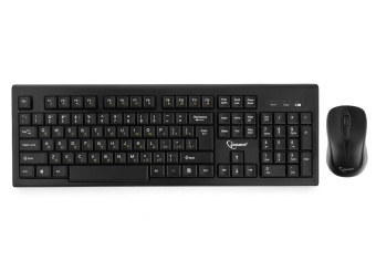 Комплект беспроводной (клавиатура+мышь) Gembird KBS-8002 Wireless (жёлтая кириллица, до 10 м) USB черный