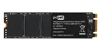 Накопитель SSD M.2 1Tb PC Pet PCPS001T3 (SATA, 500/450 Мбайт/сек)