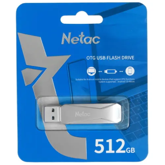Флешка 512Gb Netac U782C USB3.0+TypeC, металлическая