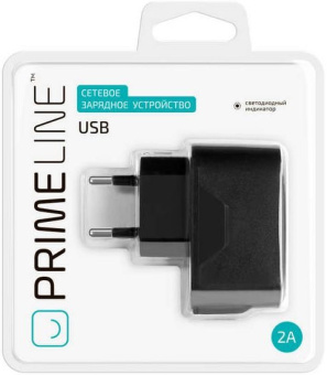 Сетевое зарядное устройство Prime Line USB Power Adapter 2000mA, USB, Black