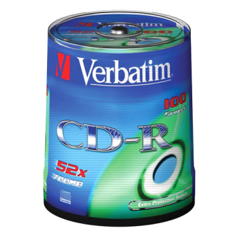 Диск CD-R 700 Mb Verbatim 52x Cake Box  (100шт.)