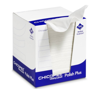 Салфетки для чистки оптики и фотобарабанов Veraclean Polish Plus белые (Katun/Chicopee, диспенсер 100шт)