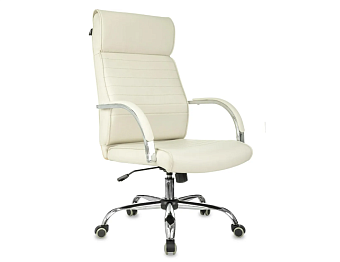 Кресло Бюрократ T-8010SL (эко.кожа, мех. качания, крест. металл хром, до 120 кг) Слоновая кость