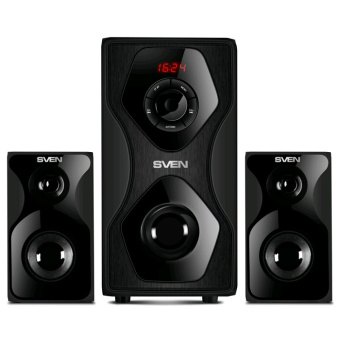 Акустическая система SVEN MS-2055 (2x12.5W+30W, SD/USB, FM, ПДУ) дерево, black