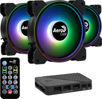 Комплект вентиляторов Aerocool Astro Saturn 12F ARGB Pro (3*120мм, 6-Pin ARGB-подстветка, 1000 об/ми