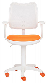 Кресло Бюрократ CH-W797 (сетка/ткань, пруж.-винт. мех. качания, крест. пластик, до 100 кг) Бело-оранжевый