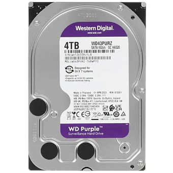 Жесткий диск SATA .4Tb WD Purple 5400rpm 256Mb SATA-3