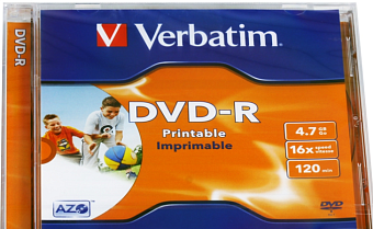 Диск DVD+R 4,7Gb Verbatim 16x Jewel case Printable
