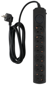 Сетевой фильтр Ippon BK-6-EU-3-10-B 3м (6 розеток с заземлением) черный (10 А, 2200 ВА)