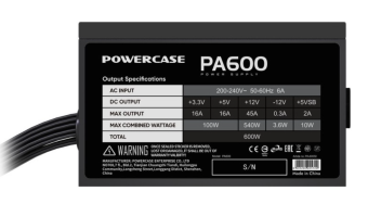 Блок питания 600W Powercase PA600 120mm, APFC, черный