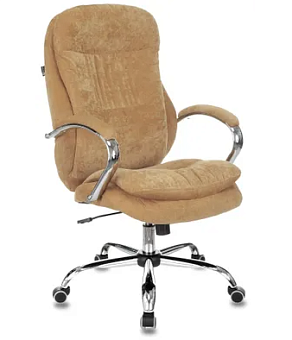 Кресло Бюрократ T-9950SL (вельветовая ткань Fabric, мех. качания, крест. металл хром) Горчичный