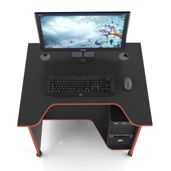 Стол компьютерный MaDXRacer XMINI XG08 "800х650х750" черный, кромка красная