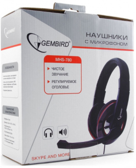 Наушники проводные Gembird MHS-780 (мониторные закрытые, 20 - 20 000 Гц, 105 дБ) black