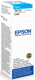 Картридж струйный EPSON T6732 для Epson L800/L805/L810/L850/L1800, голубой