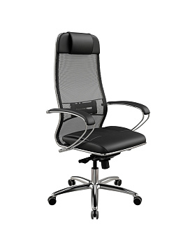 Кресло МЕТТА Samurai SL-1 (A.2.1.49) - Сетка(TS)+ЭкоКожа(Инфинити) Черный