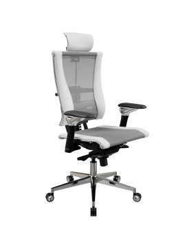 Кресло МЕТТА Y 4DF L2-57D (689.50.5.92) - Сетка(YM93)+ЭкоКожа(Инфинити) Св.Серый-Белый