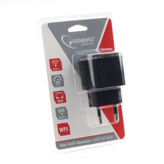 Ретранслятор Wi-Fi сигнала Gembird WNP-RP-004 2.4 ГГц, 300 Мбит, черный