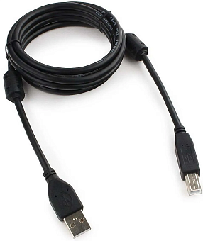 Кабель USB2.0 Am < - > Bm  1.8м, Cablexpert, экран, 2 феррит.кольца, черный