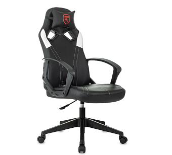 Кресло Zombie 50 (эко.кожа, без мех. качания, крест. пластик, до 120 кг) Черный/белый