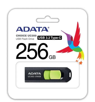 Флешка 256Gb ADATA UC300 USB3.2 Type-C черный/зеленый