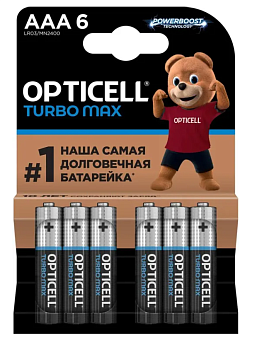 Элемент питания AAA, 1.5V,  6шт, Opticell Turbo MAX LR03