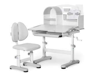 Стол Mealux Ergokids Fresco XL grey (ш77 х г43-60 х в52-75, стул в комплекте) бело-серый