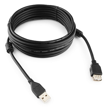 Кабель USB2.0 Am < - > Af удлинительный  3.0м, Cablexpert, экран, 2 феррит.кольца, черный