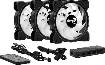 Комплект вентиляторов Aerocool Astro Saturn 12F ARGB Pro (3*120мм, 6-Pin ARGB-подстветка, 1000 об/ми