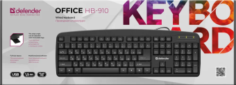 Клавиатура проводная Defender Office HB-910 USB черный
