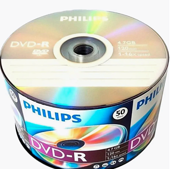 Диск DVD+R 4,7Gb Philips 16x Cake Box (50шт.)