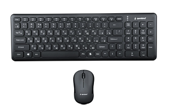 Комплект беспроводной (клавиатура+мышь) Gembird KBS-9200 Wireless (полноразмерная, низкий профиль, до 10м) USB черный