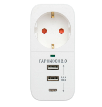 Сетевой фильтр Гарнизон SKT-1-CU2-W 16А мультипорт белый