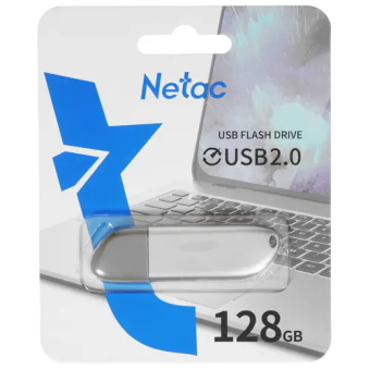 Флешка 128Gb Netac U352 USB2.0 с колпачком, металлическая